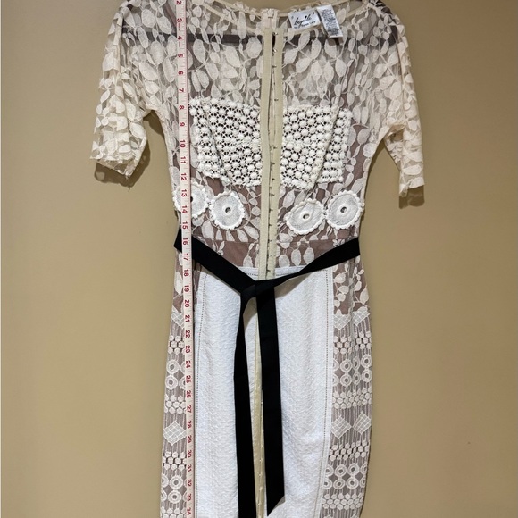 Byron Lars Beguile Ivory Lace Dress with Black Accents - Picture 4 of 9